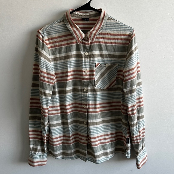 Patagonia Tops - Patagonia Women’s Heywood Flannel Shirt Pinyon Stripe Toasted White Size 8